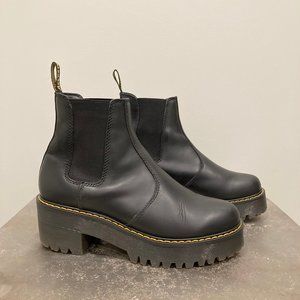 Dr Martens Rometty Black Leather Chunky Heeled Chelsea Boots